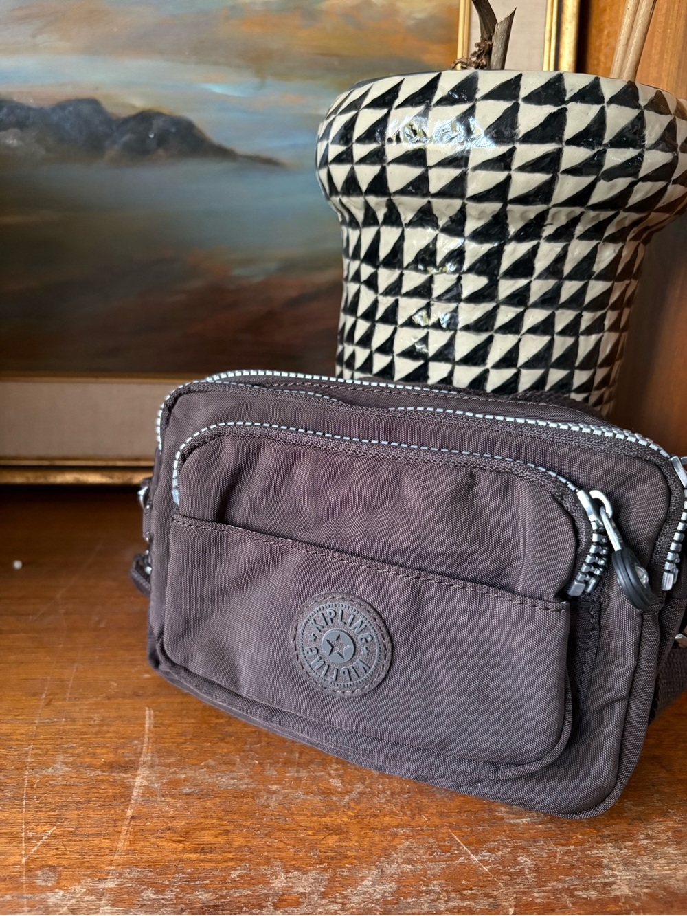 Kipling Abanu Utilitarian Crossbody x Belt Bag Chocolate Brown